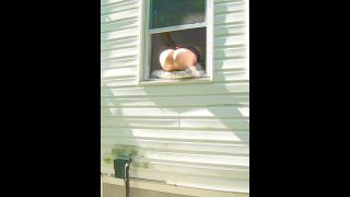 Horny Dildo Orgasm Squirting Out Of Window While Neighbors Are Outside!